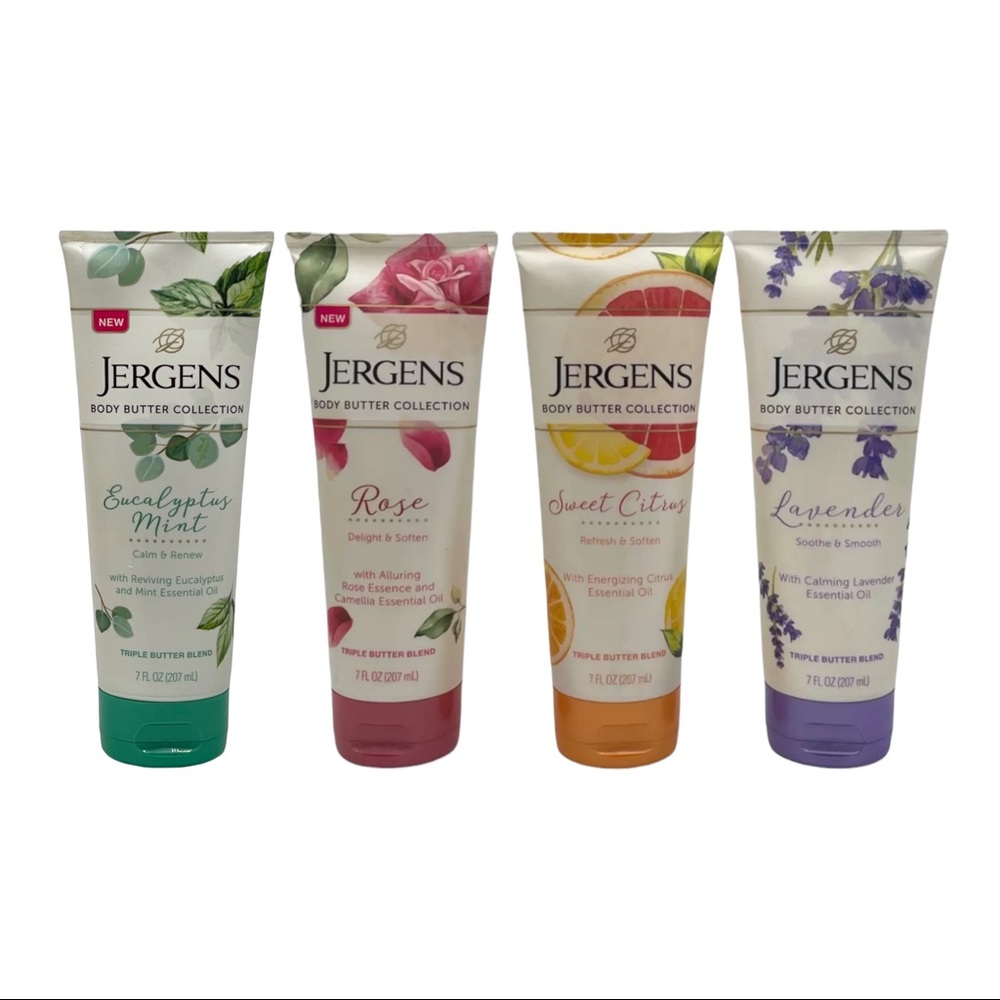 4 Pc Jergens Triple Body Butter Blend Collection Eucalyptus Rose Citrus Lavender